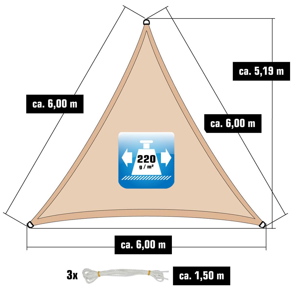 SONNENSEGEL Luftdurchlässig 600 cm Beige - Beige, Kunststoff (600/600cm) - Amanka