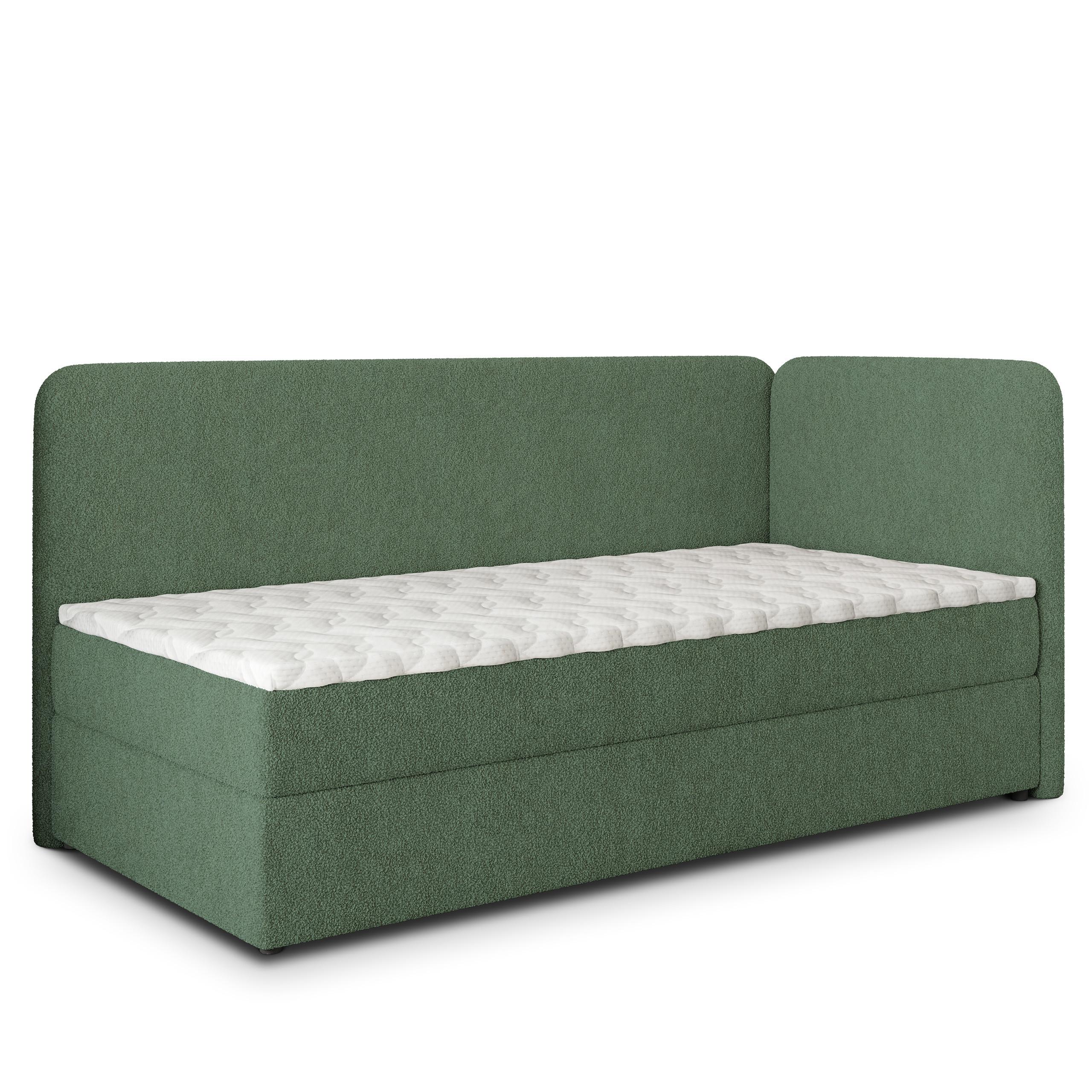 BOXBETT GINA 90x200 cm mit Matratze und Topper, H2+H3 - Grün - Grün, Holz (90/200cm) - MASSENO