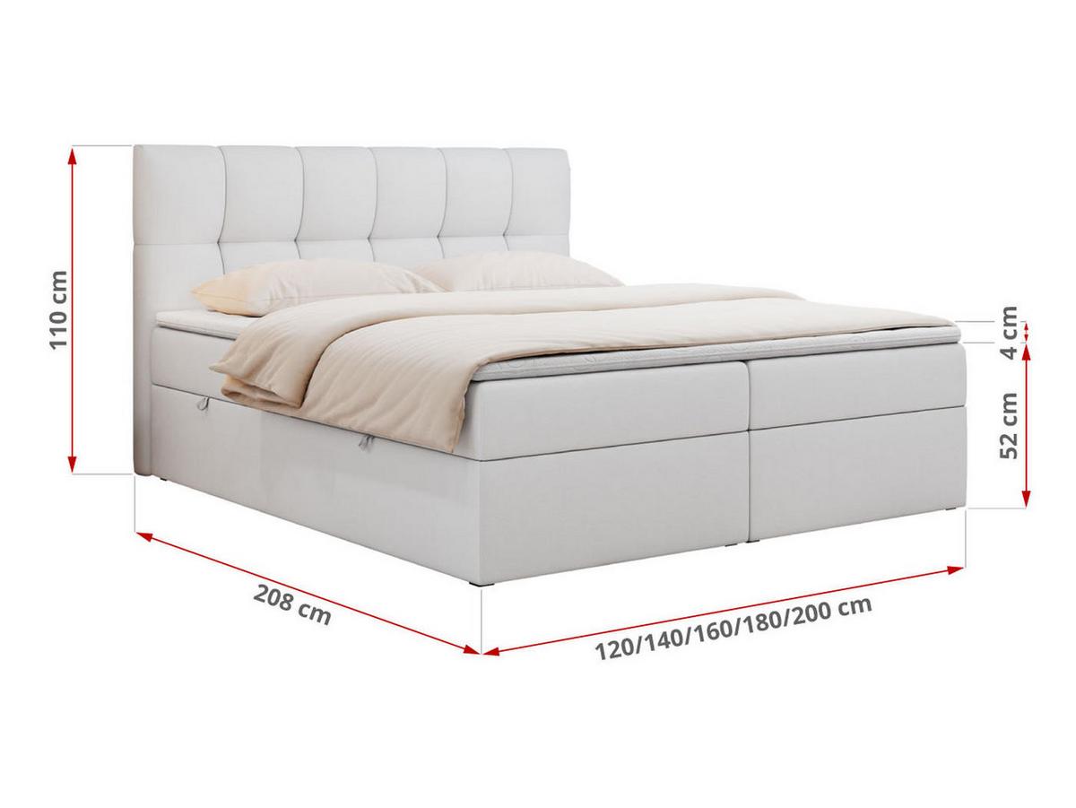 BOXBETT RICO 200/200 Weiß Kunstleder - H4 - Weiß, Holz/Textil (200/200cm) - MKS