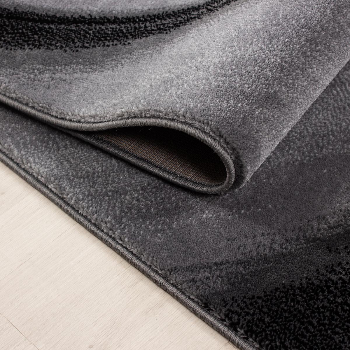 KURZFLORTEPPICH ASPEN, mit abstraktem Wellenmuster, Schwarz, 120 x 170 cm - Schwarz, Textil (120/170cm) - KADIMA DESIGN