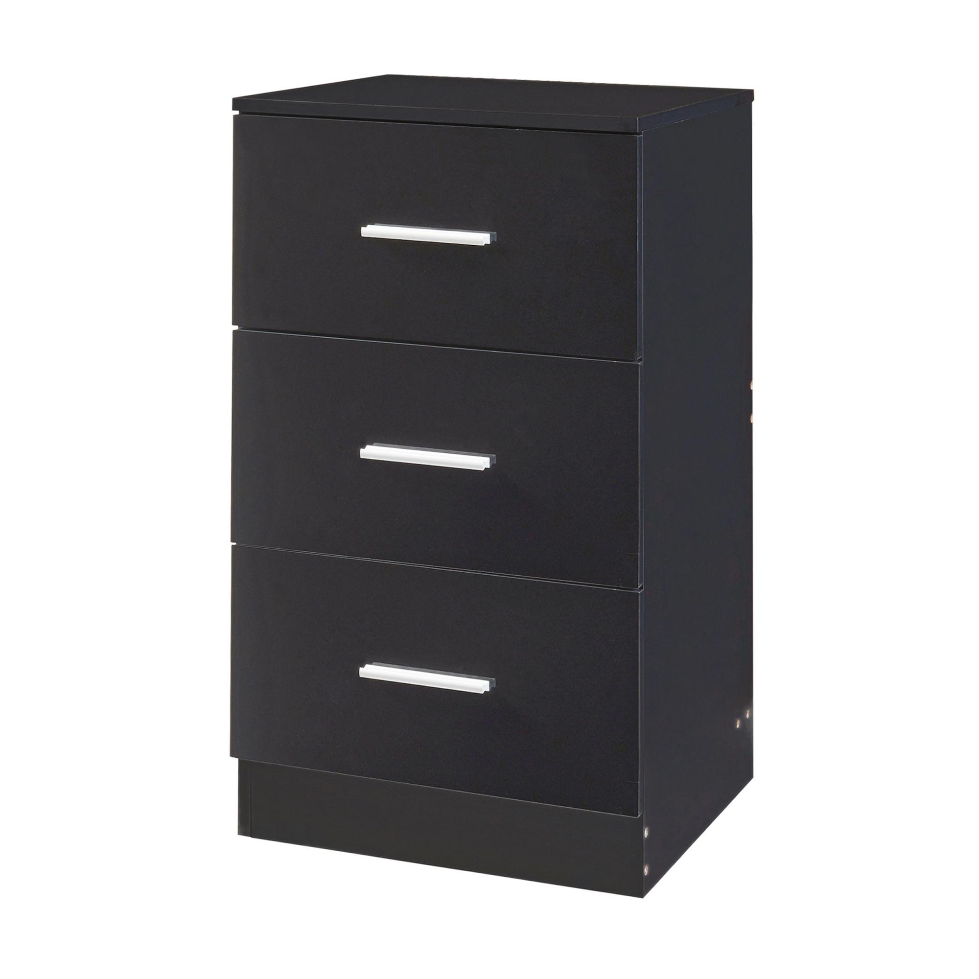 NACHTTISCH Aurdal - Schwarz Hochglanz/Schwarz, Holzwerkstoff (37/66/34.5cm) - [en.casa]