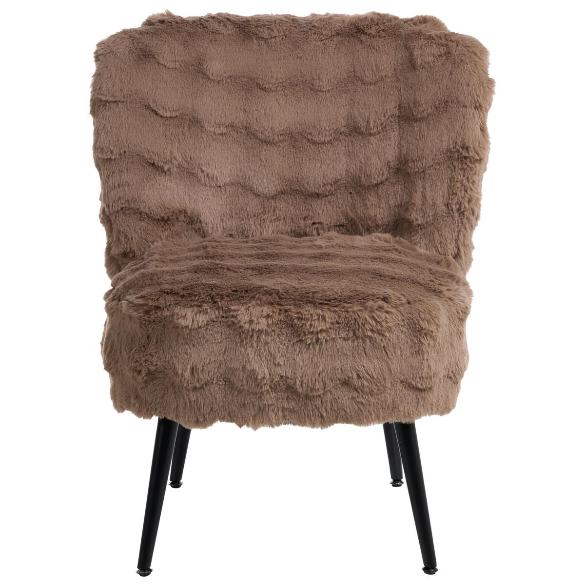 SESSEL Webpelz Hellbraun Voss - Hellbraun/Schwarz, Textil (60/76/52cm) - Beliani