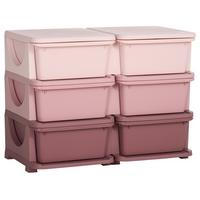 SCHUBLADENSCHRANK, Kunststoff, Rosa/Violett, 75L x 37B x 56,5H cm - Rosa, Kunststoff (37/56.5/75cm) - HOMCOM