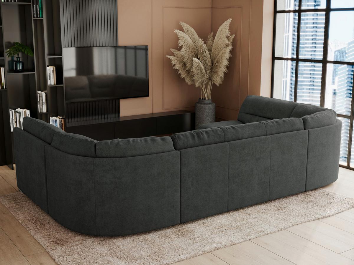 WOHNLANDSCHAFT COMODO U Dunkelgrau Struktur - Dunkelgrau/Silberfarben, Textil/Metall (340/93/206cm) - MKS