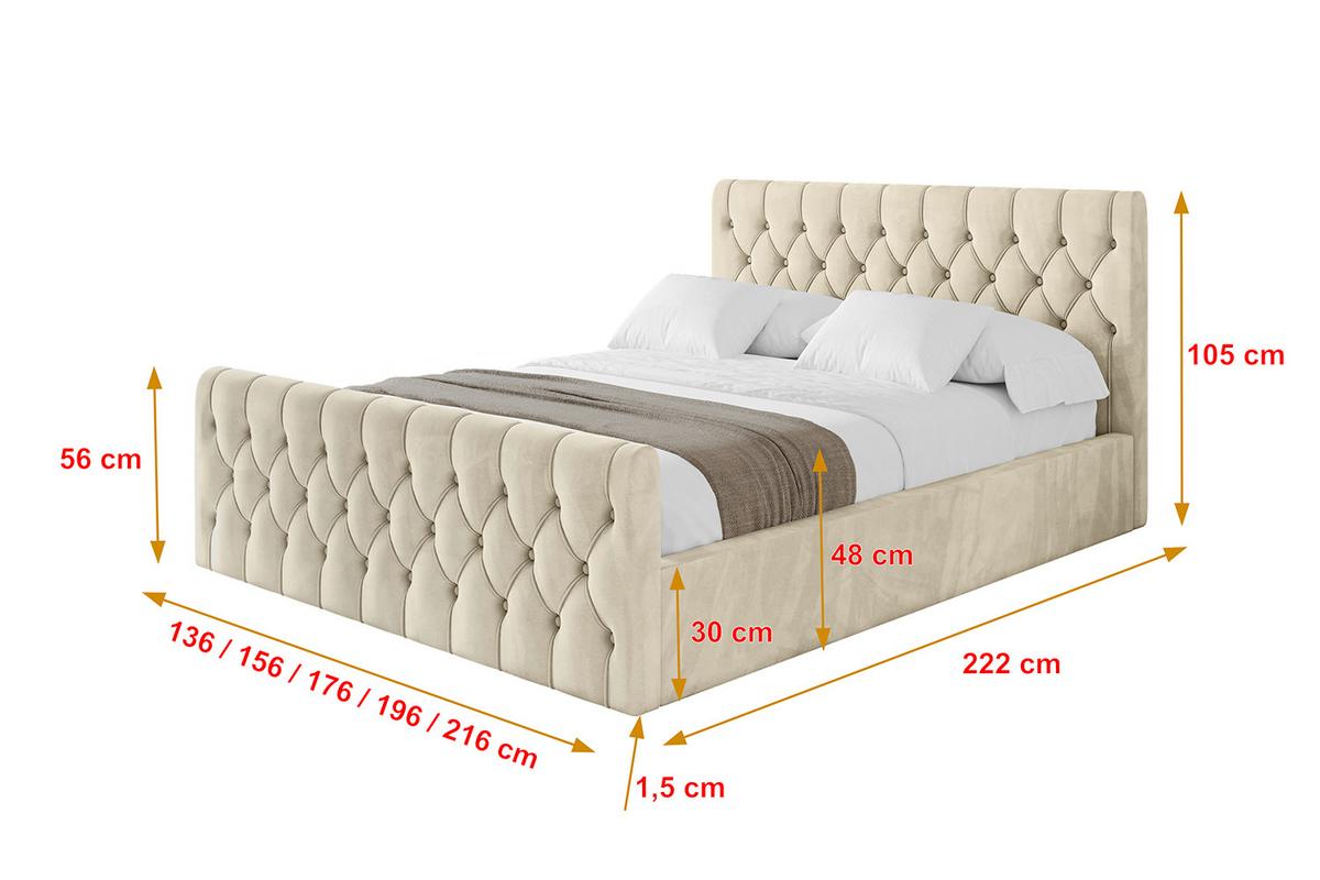 POLSTERBETT mit Bettkasten, Fußteil und Lattenrost, Boxbett ohne Matratze - RENO-Z 180x200 Beige - Ecru, Holzwerkstoff/Textil (180/200cm) - ALTDECOR
