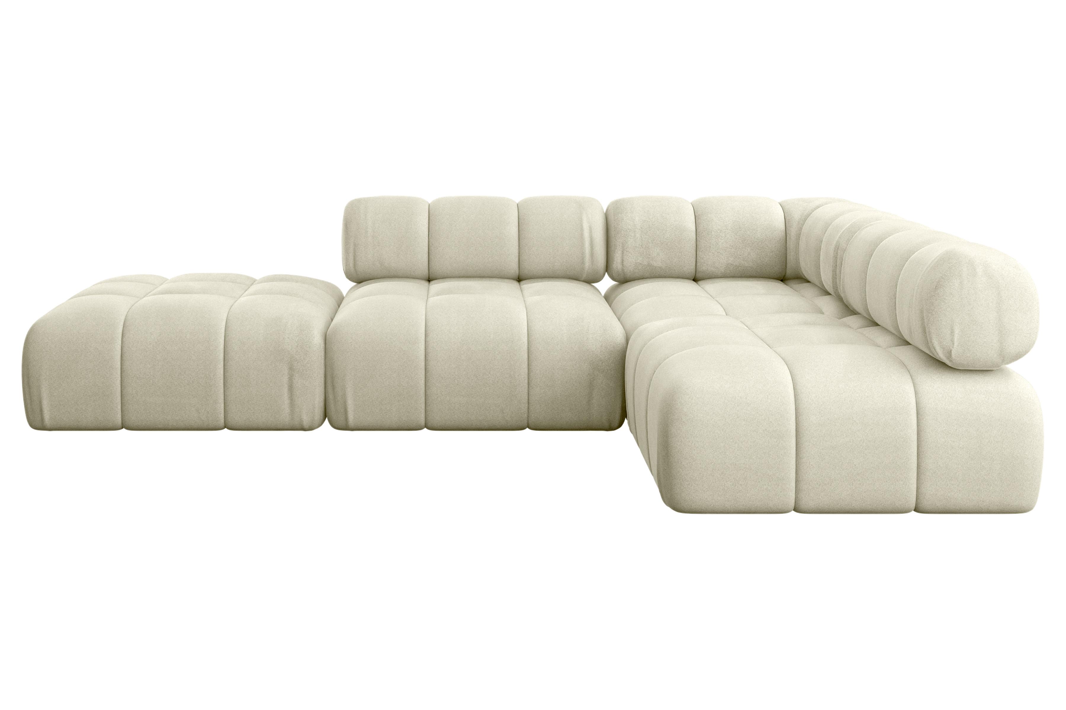 ECKSOFA modulares Sofa Favio-L1 - 285x190x70 cm Beige Velours - Beige, Holzwerkstoff/Textil (285/190cm) - ALTDECOR