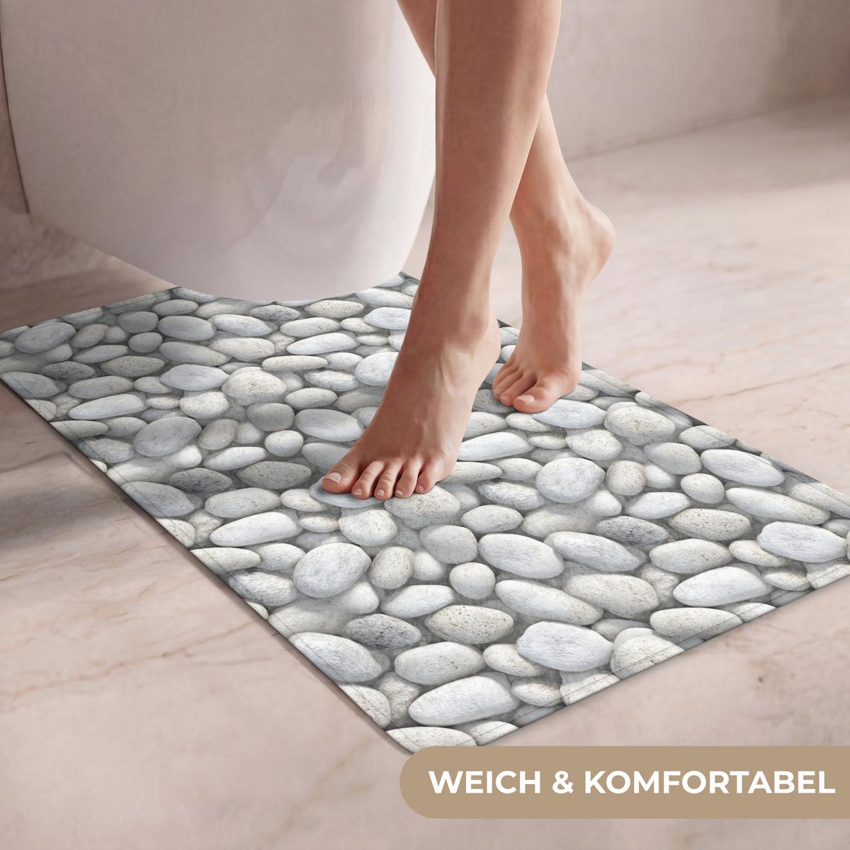 WC-VORLEGER Steine - Grau - Oval WC Teppich 50x80 cm - Hellgrau, Textil (50/1cm) - OnlyWow