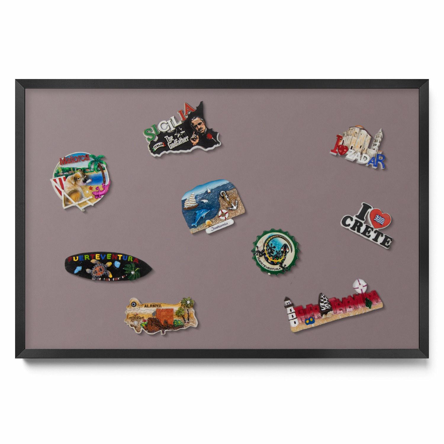 MAGNETTAFEL 60x40 cm Schwarzer Rahmen Hellbraun - Walnussfarben, Metall (60/50/0.4cm) - TULUP