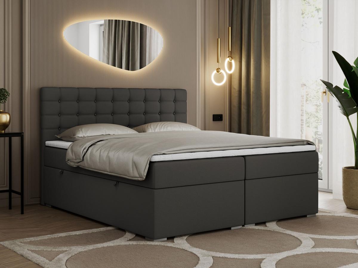 BOXBETT SUSAN 200/200 Dunkelgrau Kunstleder - H3 - Dunkelgrau, Holz/Textil (200/200cm) - MKS