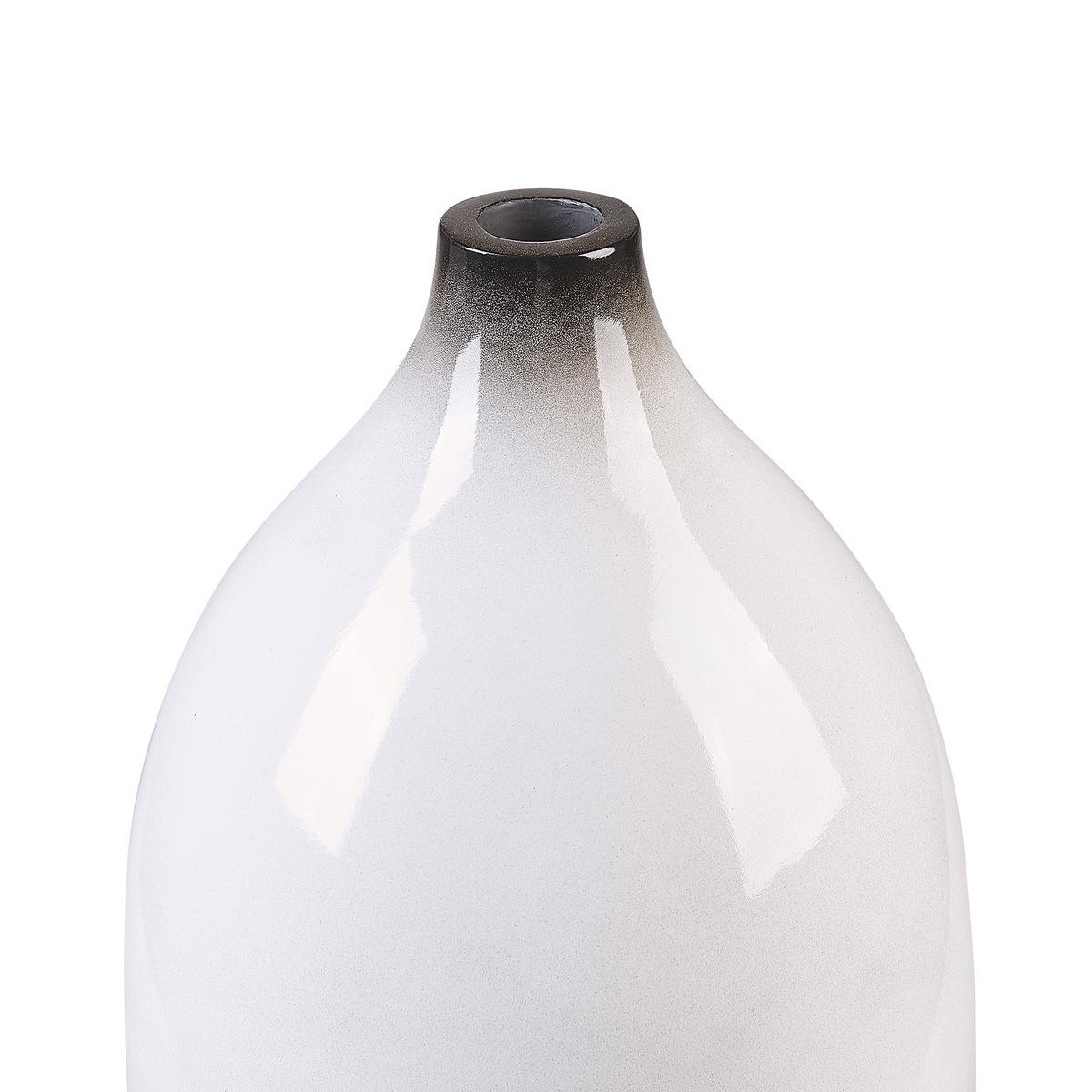 DEKOVASE Terrakotta weiß Baeza - Weiß, Stein (36cm) - Beliani