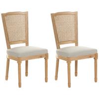 STUHL 2er-Set Holz Hellbraun/Beige Bonanza - Hellbraun, Textil (53/97/57cm) - Beliani