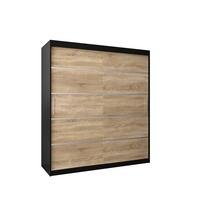 SCHWEBETÜRENSCHRANK 200/180/62 2-türig - Silberfarben/Schwarz, Holz/Kunststoff (180/200/62cm) - MÖBEL KRYSPOL