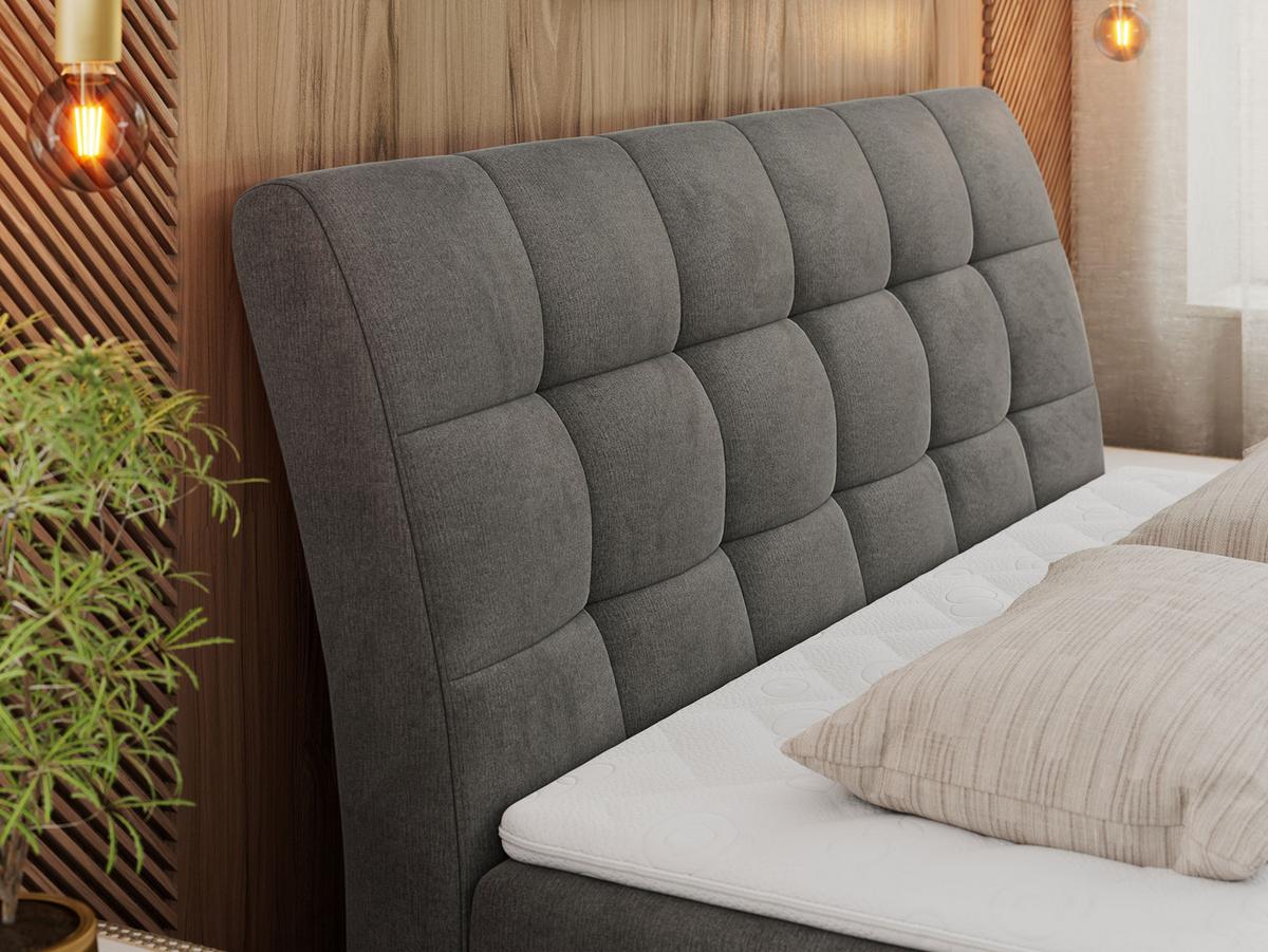 BOXBETT DIEGOS 180/200 Dunkelgrau Velvet - H4 - Dunkelgrau, Holz/Textil (180/200cm) - MKS
