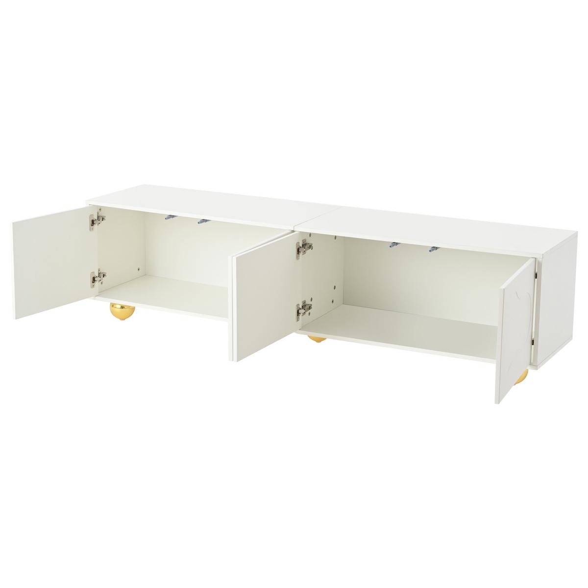 TV-LOWBOARD Lowboard Weiß Wolkenform 4 Türen für 75-Zoll TV 180cm - Weiß, Holzwerkstoff (180/45/40cm) - Urban Meuble