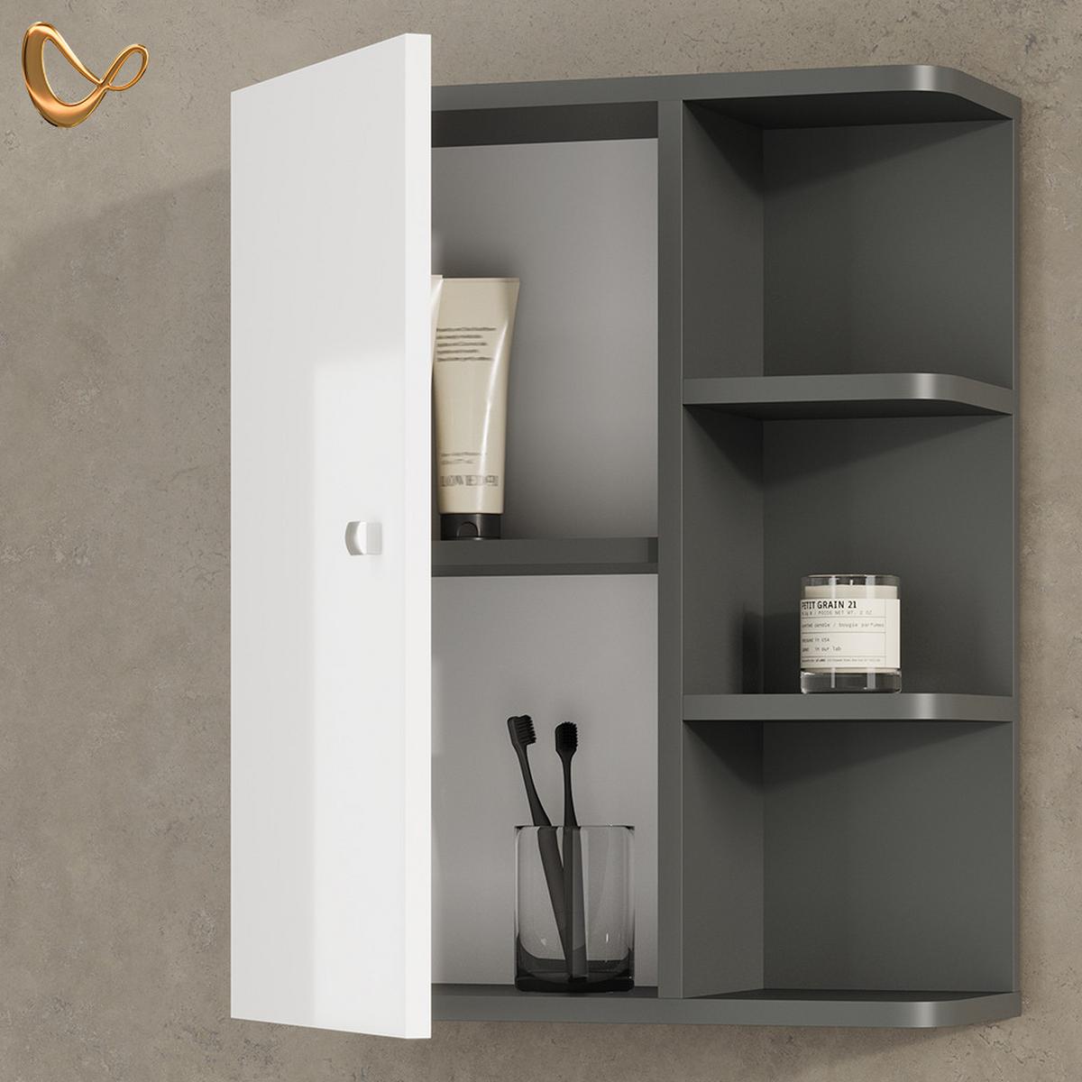 BADSCHRANK Fucino Weiß Hochglanz 47.2 x 59.2 cm - Weiß Hochglanz, Holzwerkstoff (47.2/59.2/20.8cm) - Livinity®
