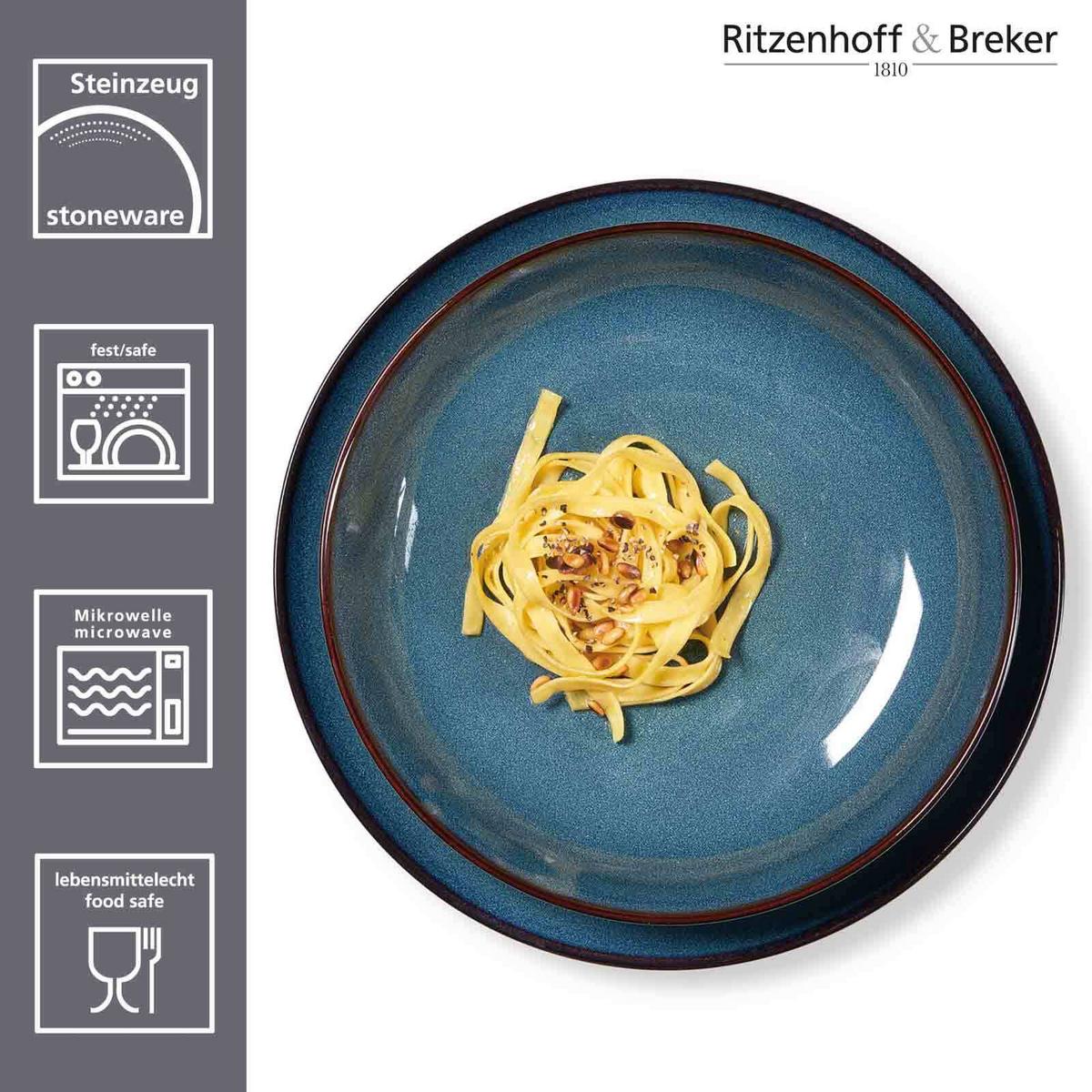TAFELSERVICE Bali blau 8-tlg. - Blau, Keramik (2/2/2cm) - Ritzenhoff Breker