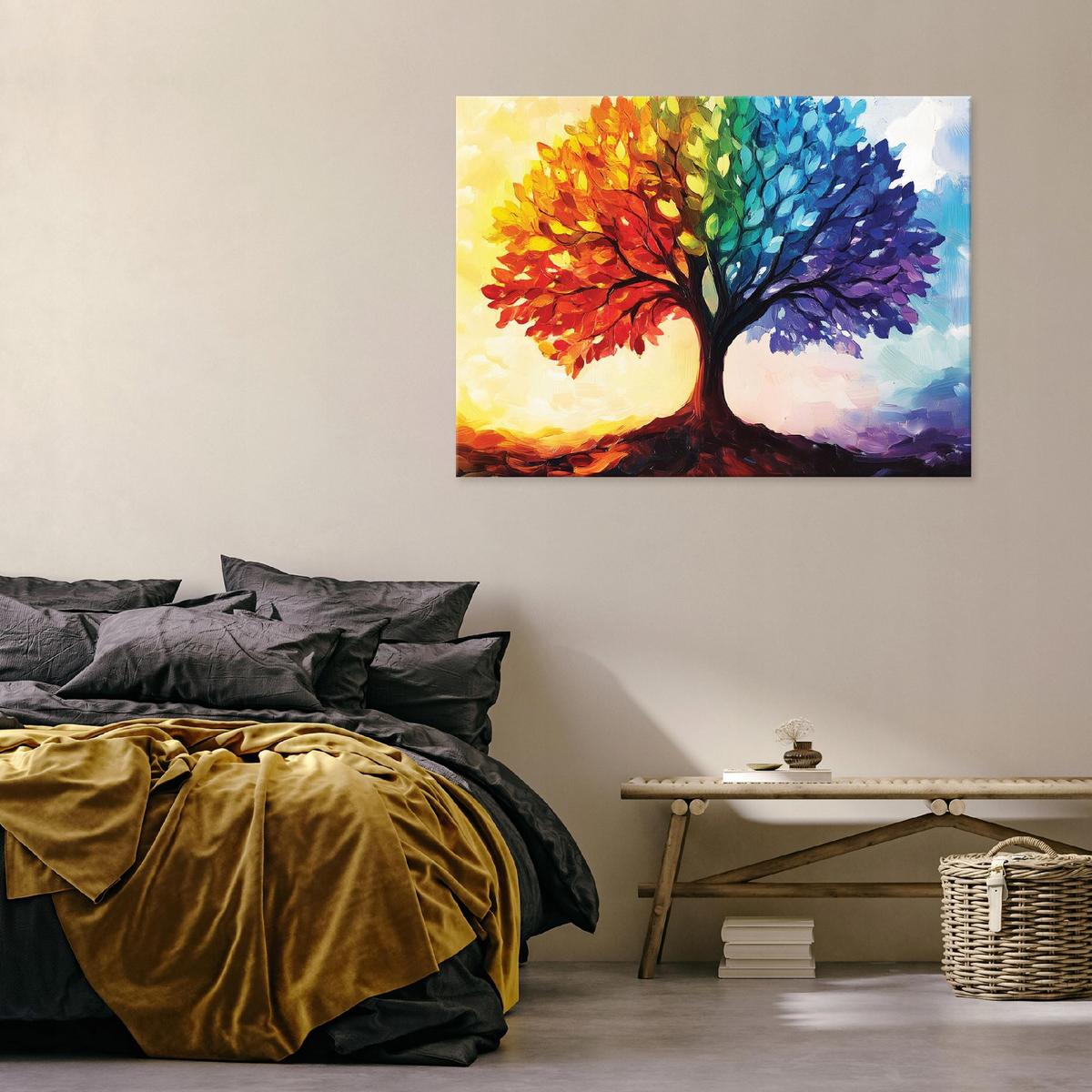 BILDER Abstrakt Baum des Lebens Modern Wohnzimmer 60x40 - Multicolor, Holzwerkstoff (60/40cm) - Wallarena