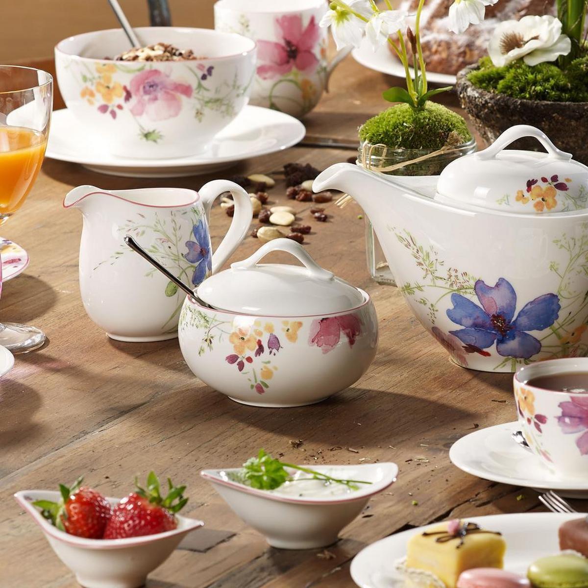 TEEZUBEHÖR-SET Mariefleur Gris Basic bunt 3-tlg. - Multicolor, Keramik (2/2/2cm) - Villeroy & Boch