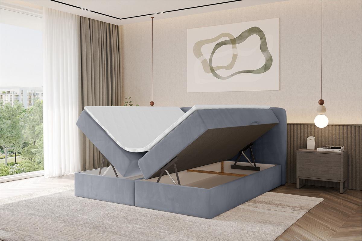BOXBETT mit Matratze H4 - NINA - 180x200 cm - Grau - Anthrazit, Holzwerkstoff (180/200cm) - ALTDECOR