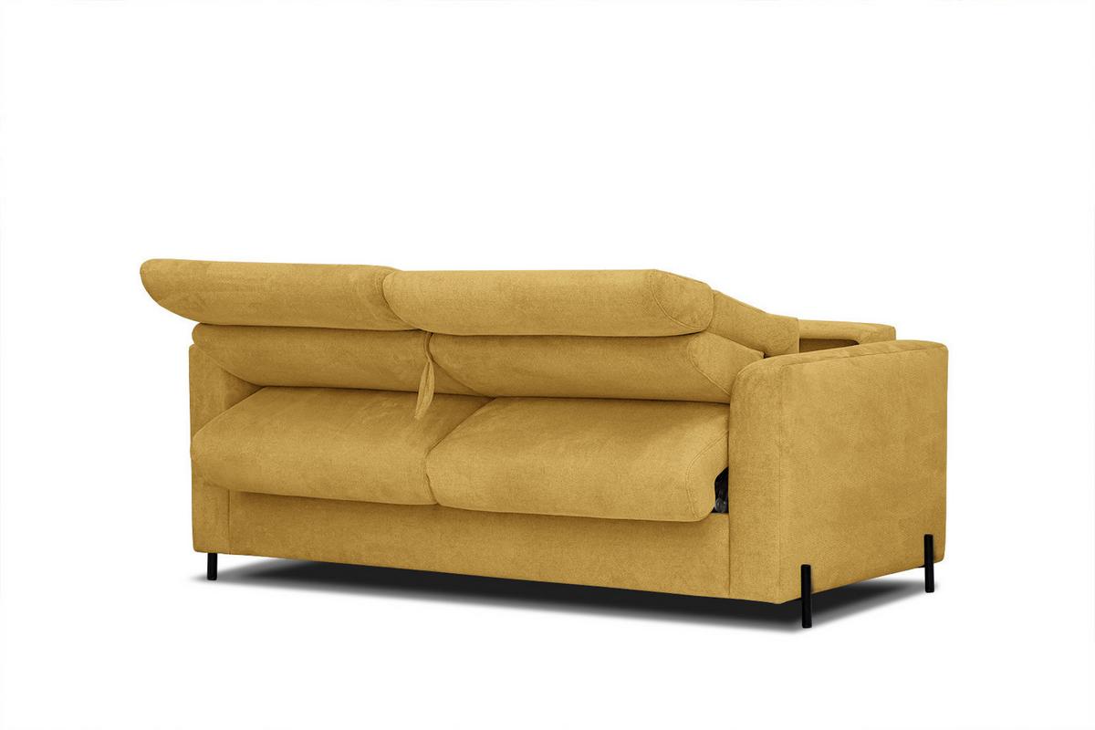 SOFA MEZO 3-Sitzer mit Schlaffunktion, gelb - Gelb/Schwarz, Holz/Textil (232/90/107cm) - Wozimo