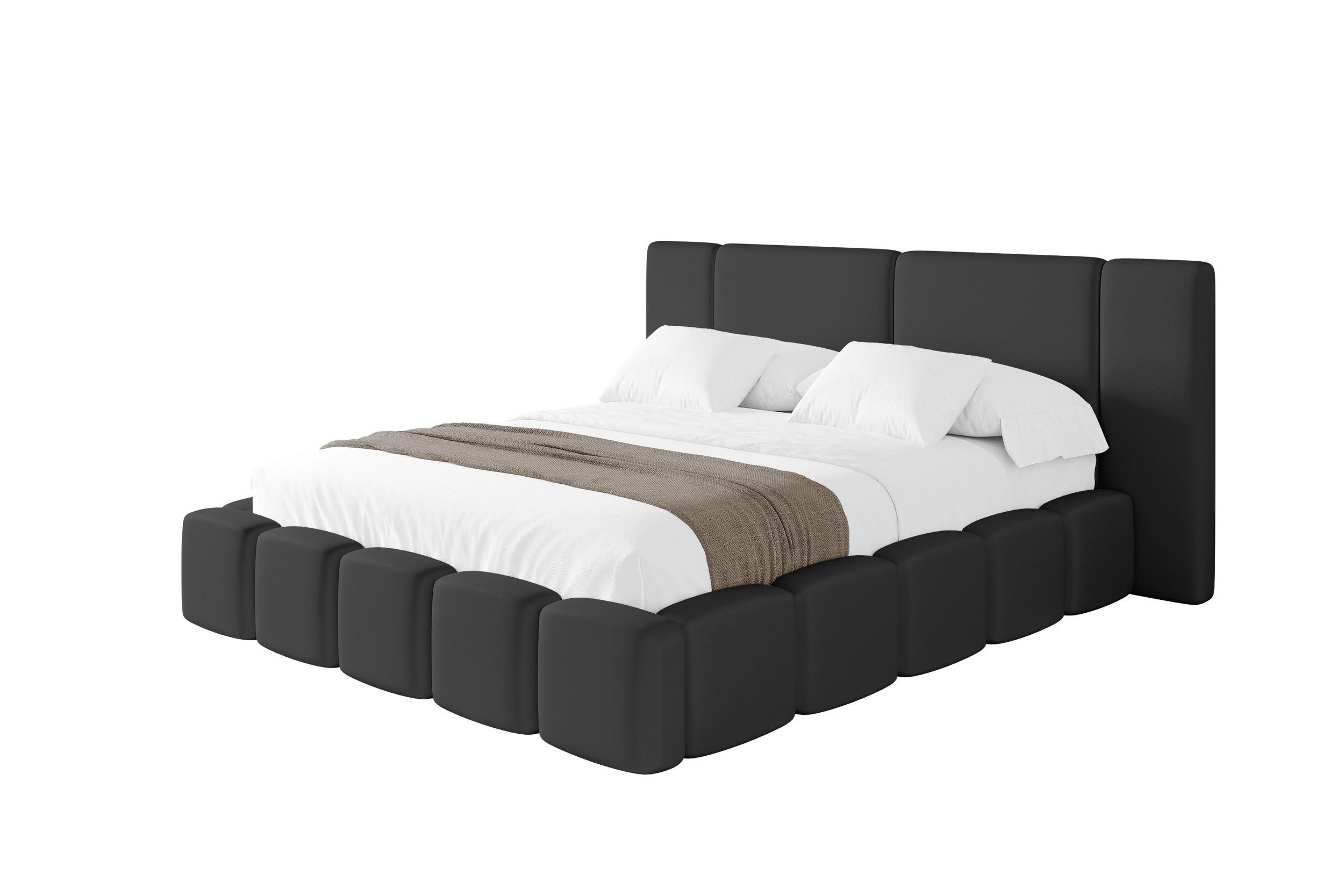 POLSTERBETT mit Bettkasten und Lattenrost, Boxbett ohne Matratze - NILO 120x200 Schwarz - Schwarz Hochglanz, Holzwerkstoff/Textil (120/200cm) - ALTDECOR
