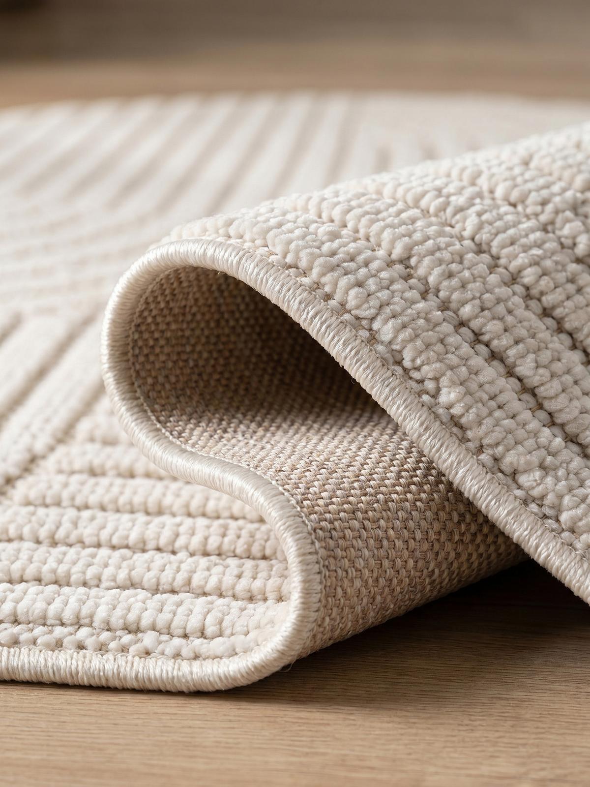 TEPPICH Flachgewebe LANGAU in Creme, mit geometrischen Bögen, Ø 80 cm - Beige, Textil (80/80cm) - KADIMA DESIGN