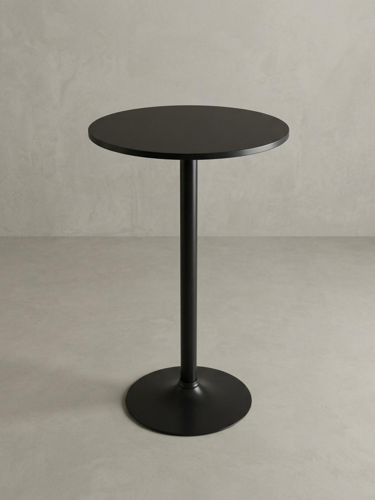 BARTISCH – Schwarz, Trompetenfuß, 30 kg Belastbarkeit - Schwarz, Holz/Metall (60/60/100cm) - KADIMA DESIGN
