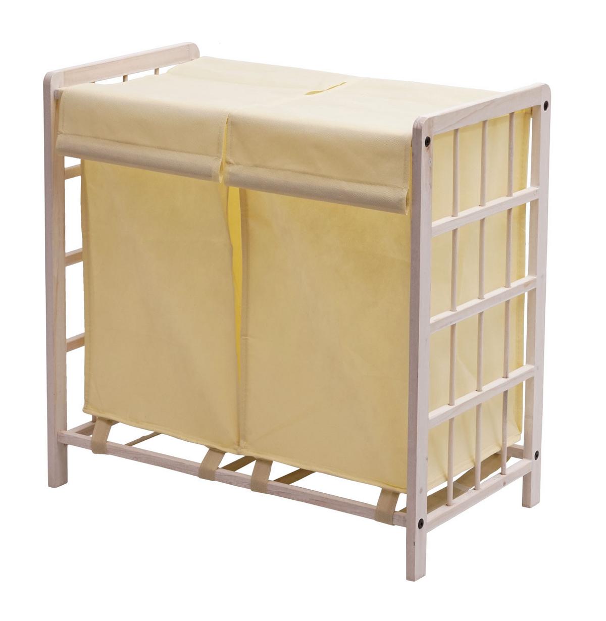 WÄSCHESAMMLER Weiß, Beige - Beige/Weiß, Holz (60/60/33cm) - MCW