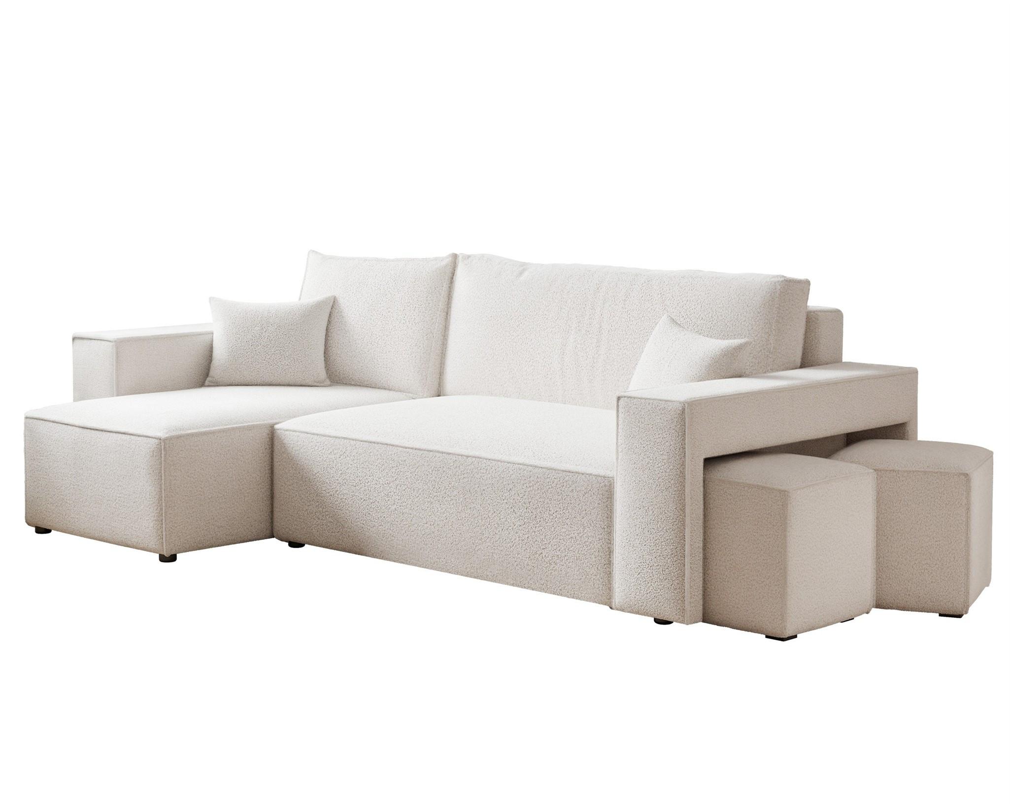 ECKSOFA Adara Inkl. Hocker - Creme, Holzwerkstoff/Textil (262/145cm) - Fun Möbel