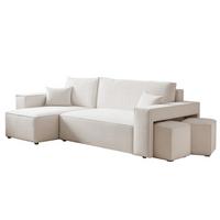 ECKSOFA Adara Inkl. Hocker - Creme, Holzwerkstoff/Textil (262/145cm) - Fun Möbel
