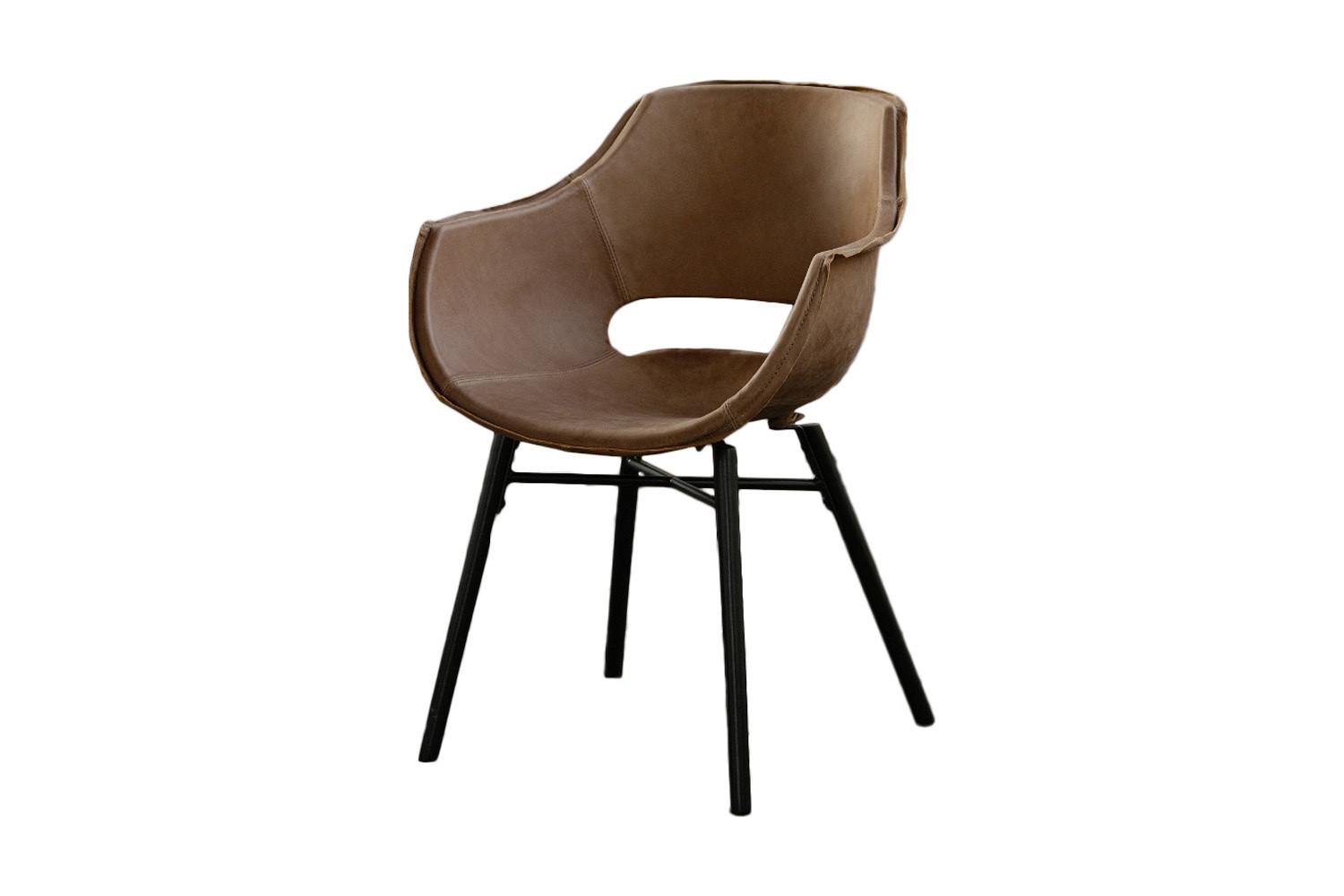 STUHL ZAJA Braun Leder (1er-Set) - Braun, Leder (57/82/59cm) - KAWOLA