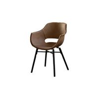 STUHL ZAJA Braun Leder (1er-Set) - Braun, Leder (57/82/59cm) - KAWOLA