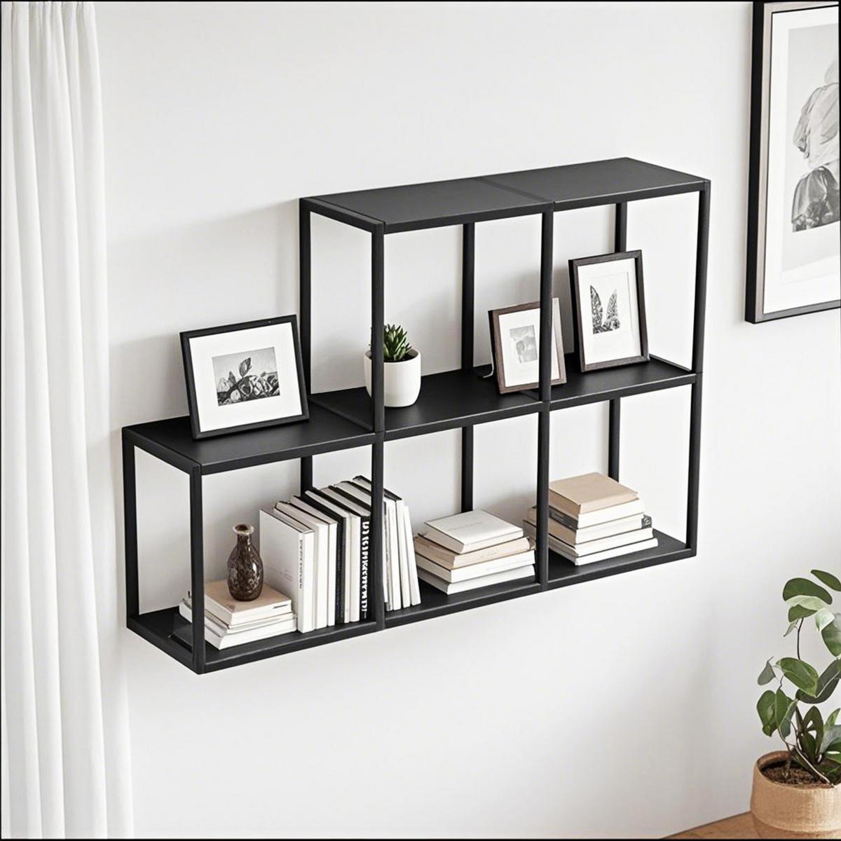 WANDREGAL-SET 5 TLG. Nostened - Schwarz, Metall (27.5/27.5/20cm) - [en.casa]