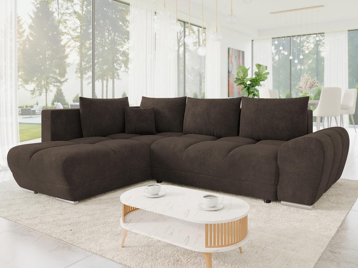 ECKSOFA Forest, Seite: Links - Dunkelbraun/Schwarz, Holz/Kunststoff (290/183cm) - MIRJAN24