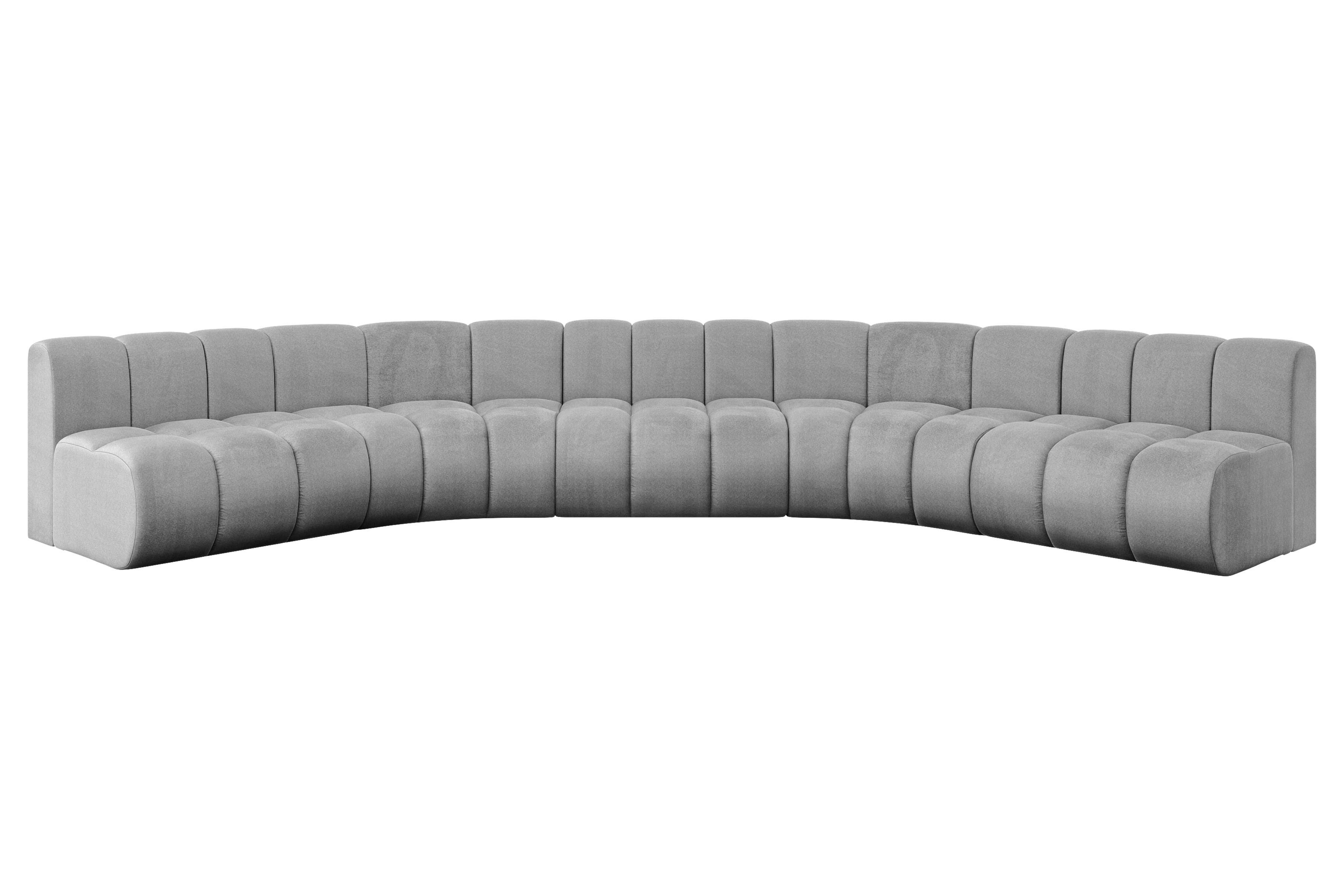 WOHNLANDSCHAFT modulares Sofa Montra-U1 - 490x174x70 cm Grau - Hellgrau, Holzwerkstoff/Textil (490/70/174cm) - ALTDECOR