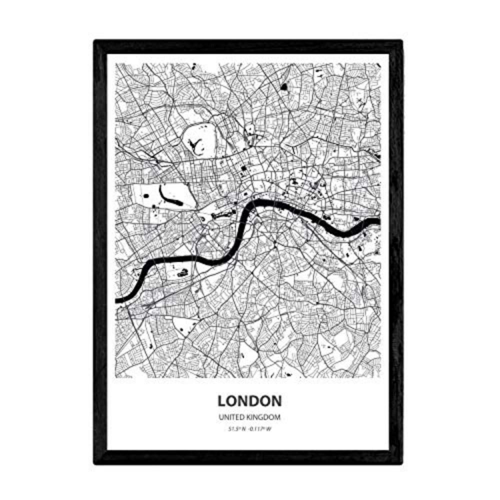 POSTER London - Vereinigtes Königreich A3 Schwarzer Rahmen - Schwarz, Papier (29.7/5/42cm) - Nacnic