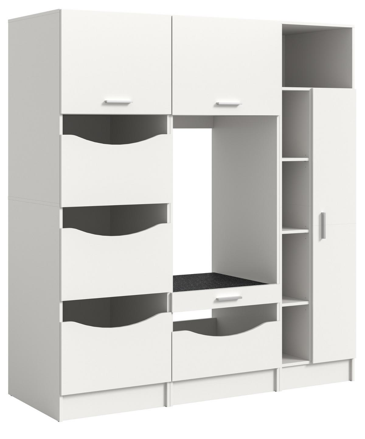 WASCHMASCHINENSCHRANK weiß Set 3-teilig, Waschmaschinenumbau 176 cm mit viel Stauraum - Silberfarben/Weiß, Glas/Holzwerkstoff (176/195/68cm) - Inn.Furn