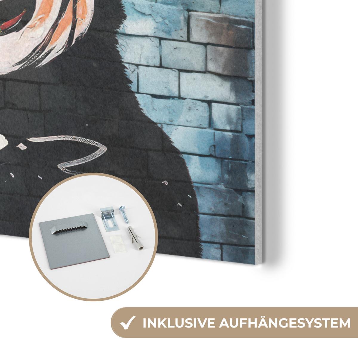 AKUSTIKBILD Affe - Graffiti - Musik Wanddeko 70x50 cm - Multicolor, Kunststoff (70/50/0.9cm) - MuchoWow