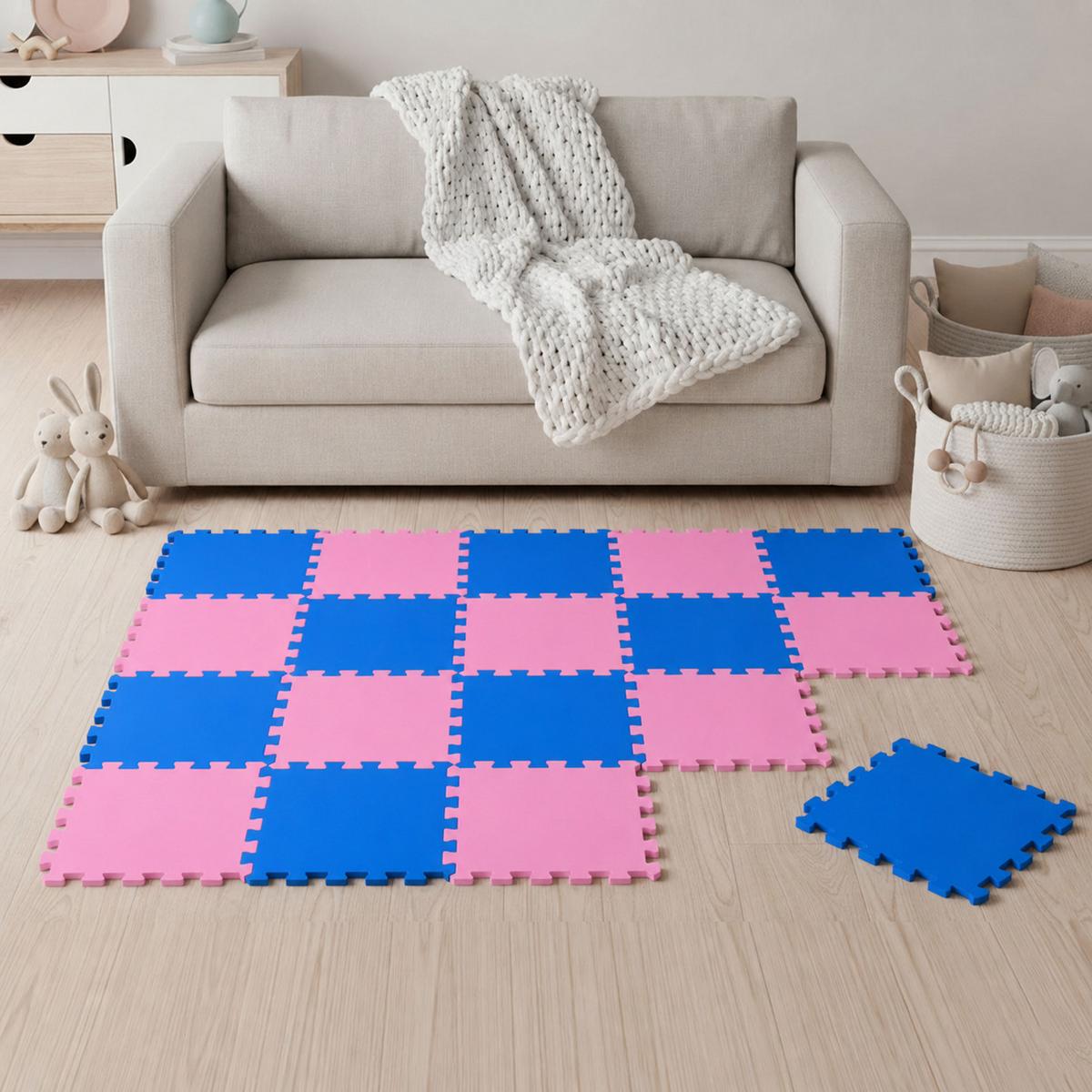 SPIELMATTE ab Null - 180/90/1 cm Puzzlematte Pink - Multicolor, Kunststoff (30/30cm) - Littletom