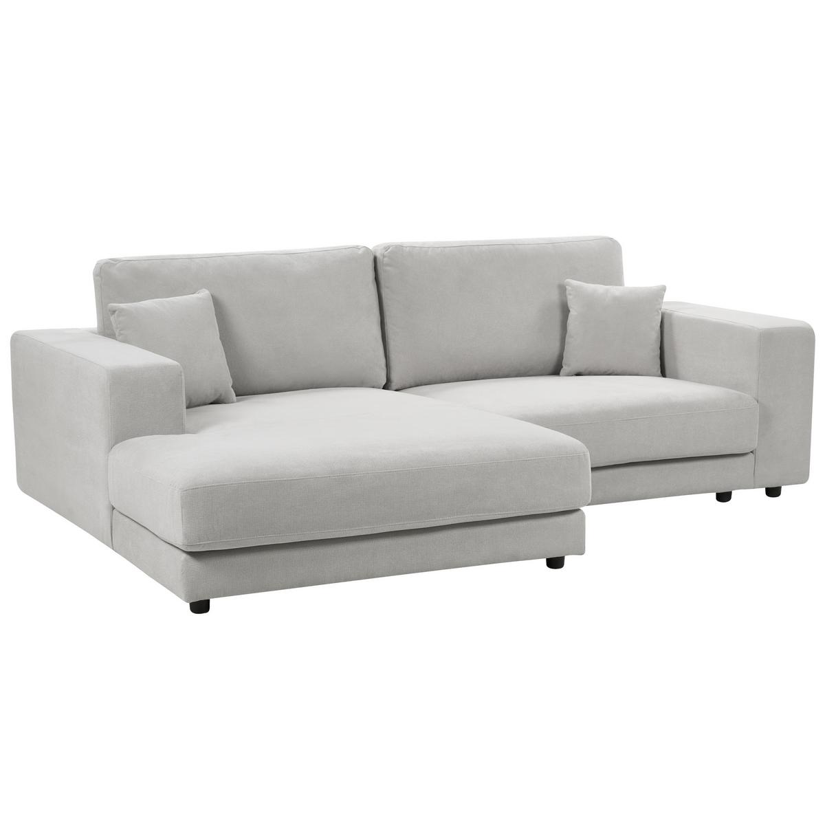 3-SITZER-ECKSOFA hellgrau linksseitig Lofoten - Schwarz/Grau, Textil (250/190cm) - Beliani