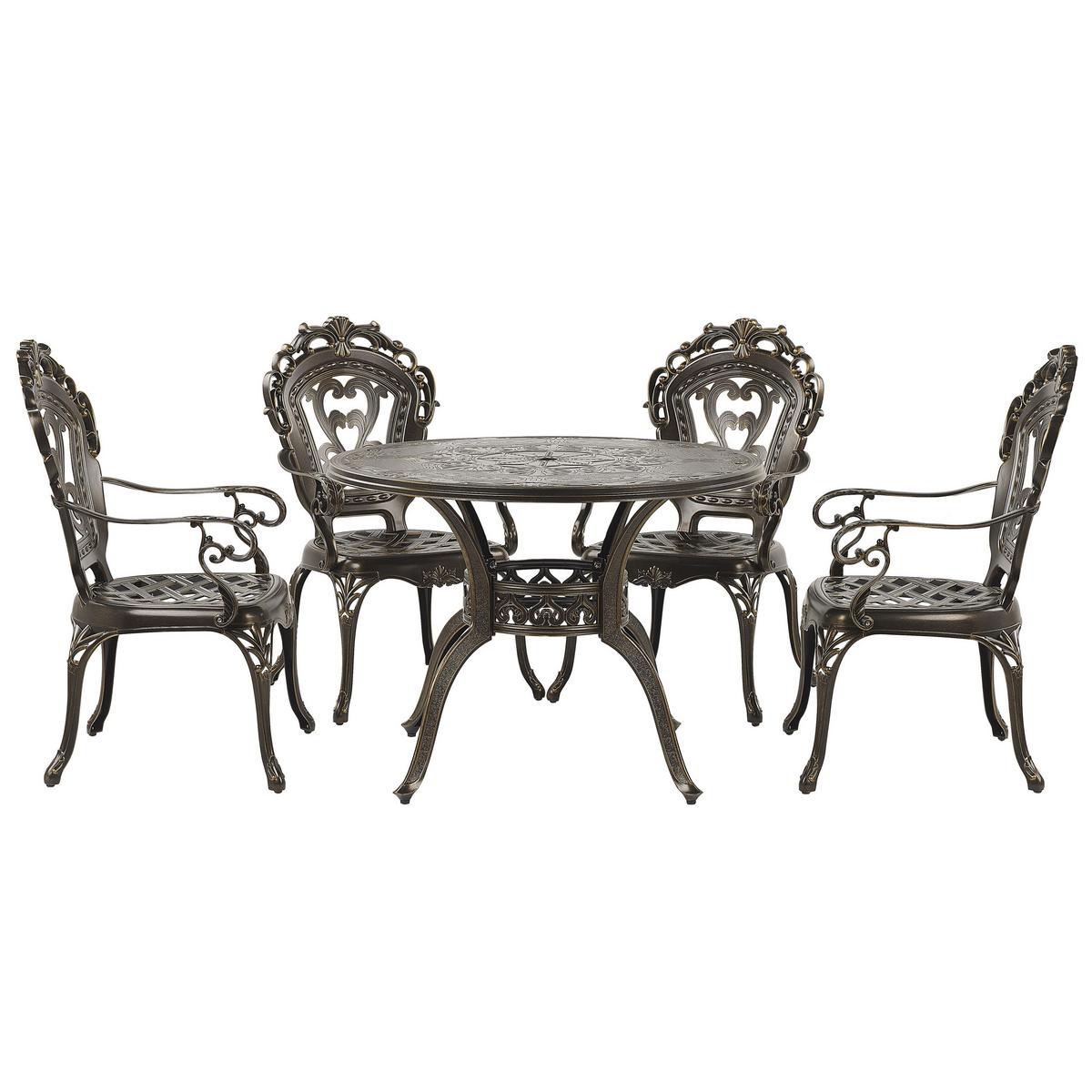 GARTENMÖBEL SET 4-Sitzer Aluminium dunkelbraun Sapri - Braun/Grün, Metall - Beliani