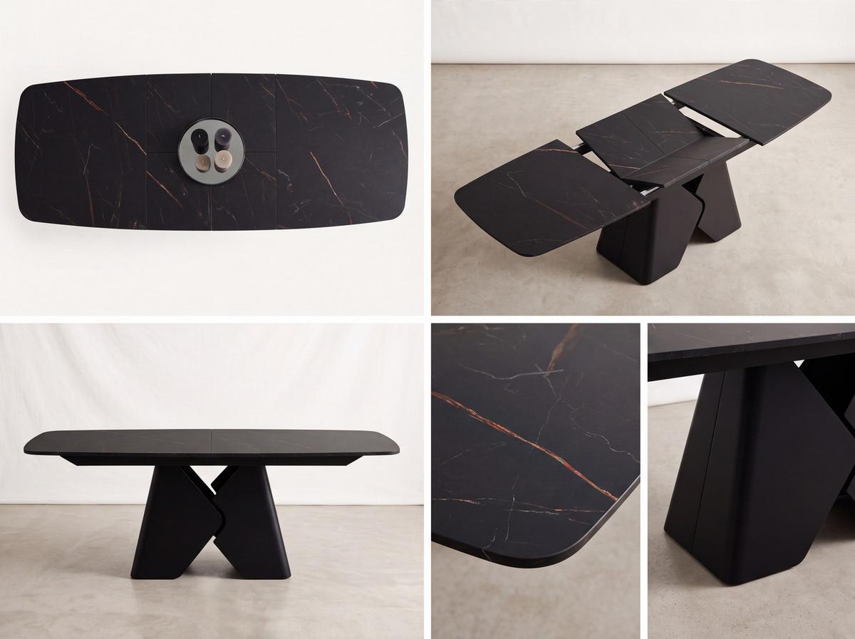 ESSTISCH Vanta rechteckig ausziehbar verlängerbar mit Schwarzem Metallgestell, Kaschmir 200-290/90/76 cm - Kaschmir/Beige, Holzwerkstoff/Metall (90/290/76cm) - WFL GROUP
