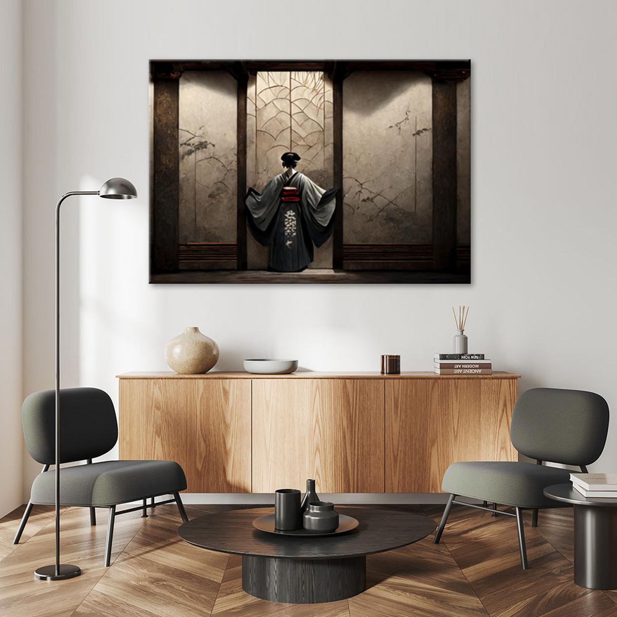 LEINWANDBILD Japanische Geisha 120x80cm - Braun, Textil (120/80cm) - Feeby