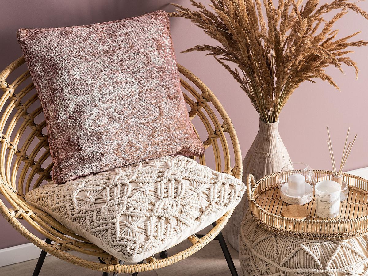 DEKOKISSEN 2er-Set Rosa 45/45 cm Vakayar - Pink, Naturmaterialien/Textil (45/45cm) - Beliani
