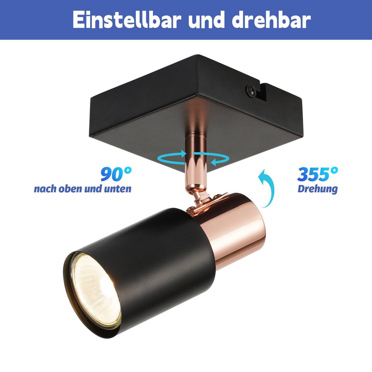 DECKENSTRAHLER Ahaus 1-flammig 9/9/15 cm - Schwarz, Metall (9/9/15cm) - Nettlife