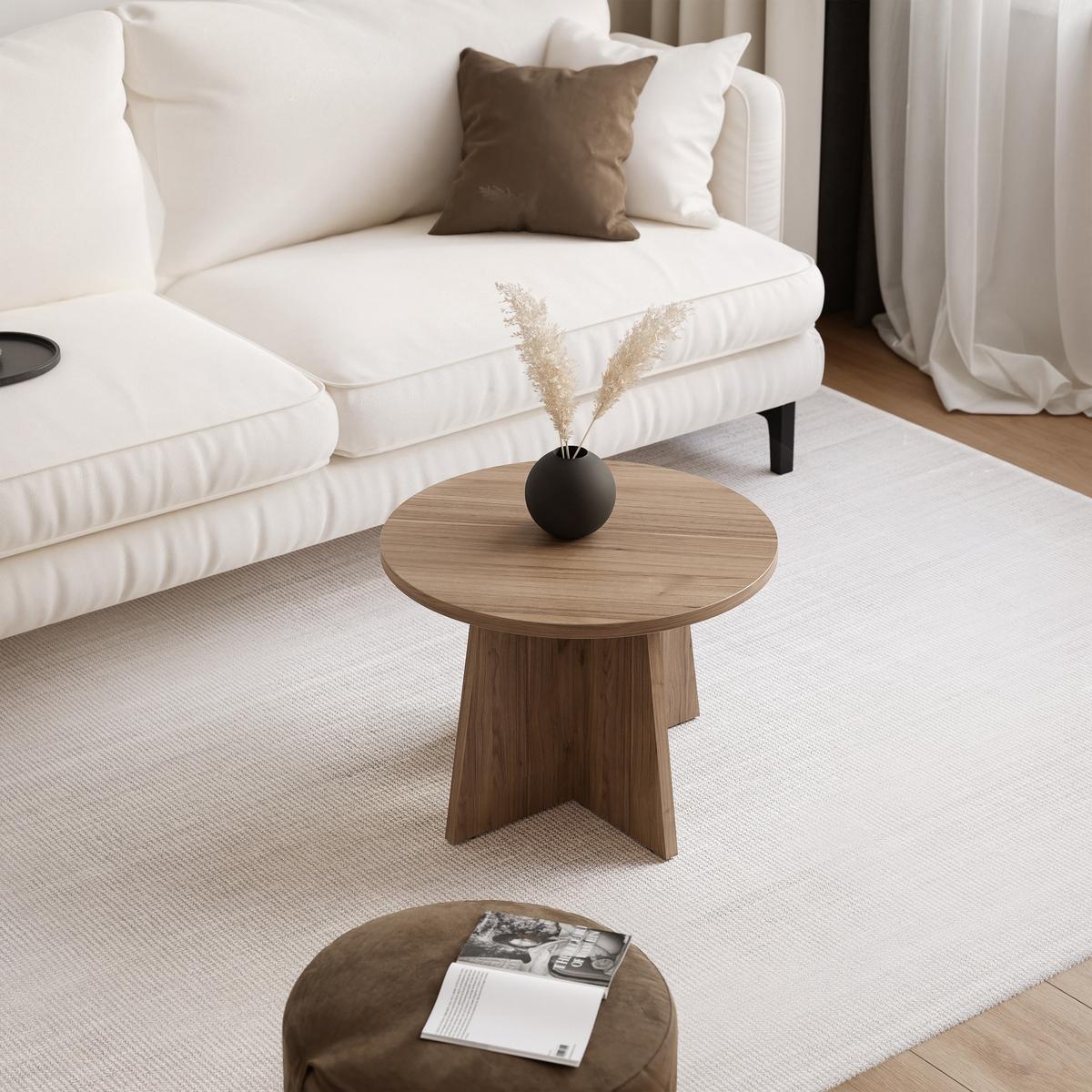 COUCHTISCH BELLAGIO 58/40 cm runden, Kaschmir/Nussbaum - Kaschmir, Holzwerkstoff (58/58/40cm) - Idohome