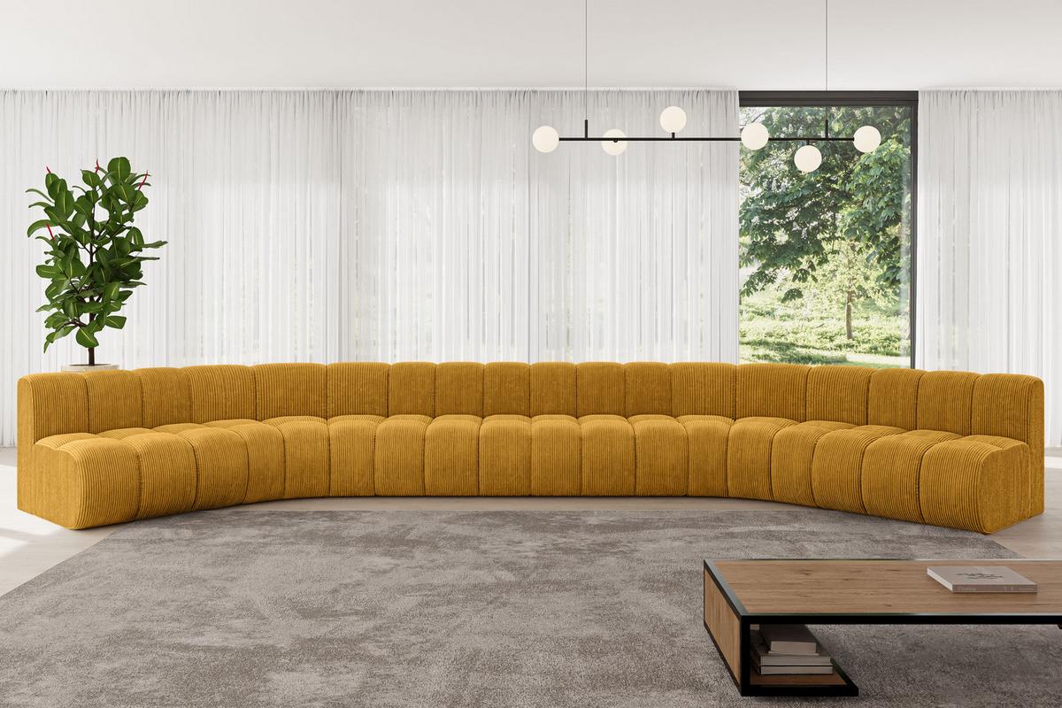 WOHNLANDSCHAFT modulares Sofa Montra-U2 - 581x174x70 cm Senfgelb - Currygelb, Holzwerkstoff/Textil (581/70/174cm) - ALTDECOR