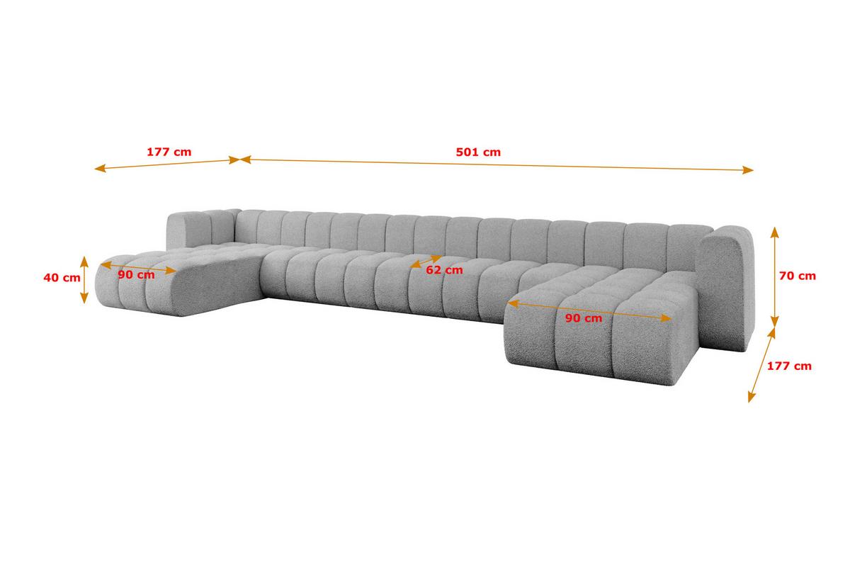 WOHNLANDSCHAFT modulares Sofa Joren-U3 - 501x177x70 cm Hellgrau - Hellgrau, Holzwerkstoff/Textil (501/70/177cm) - ALTDECOR