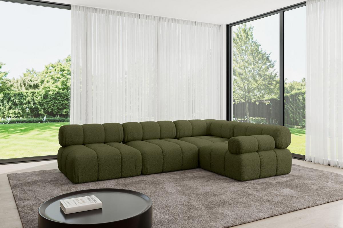 ECKSOFA modulares Sofa Mende-L2 - 285x190x70 cm Grün Bouclé - Grün, Holzwerkstoff/Textil (285/190cm) - ALTDECOR