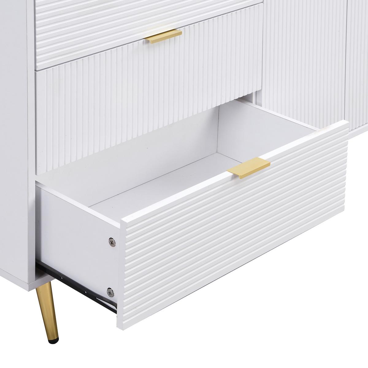 SIDEBOARD weiß & wellen-design mit 3 schubladen & 2 türen - Weiß, Holzwerkstoff (120/80.5/38cm) - Urban Meuble